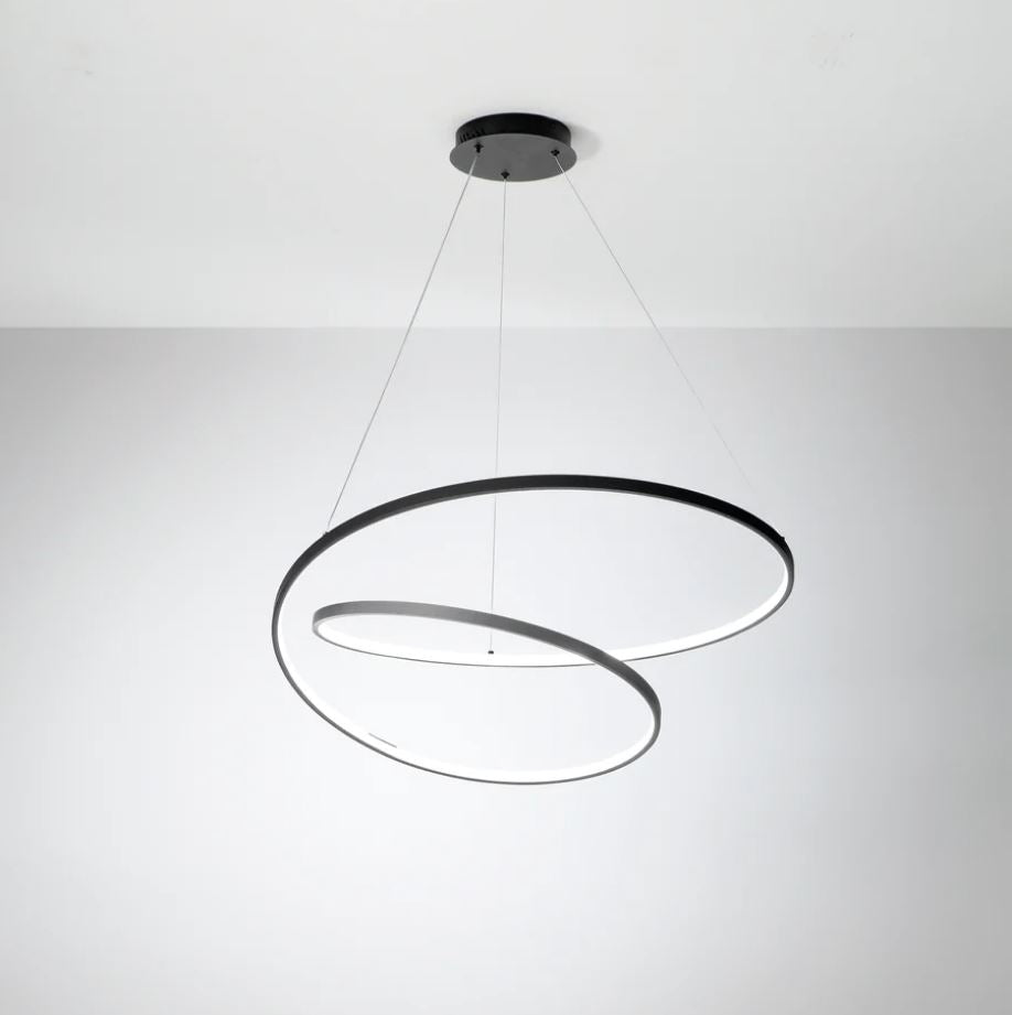 Sospensione LED in alluminio forme circolari con diffusore in silicone bianco-nero-oro CCT 60W 8000LM LIEVE-S80 Sospensione LED in alluminio forme circolari con diffusore in silicone bianco-nero-oro CCT 60W 8000LM LIEVE-S80